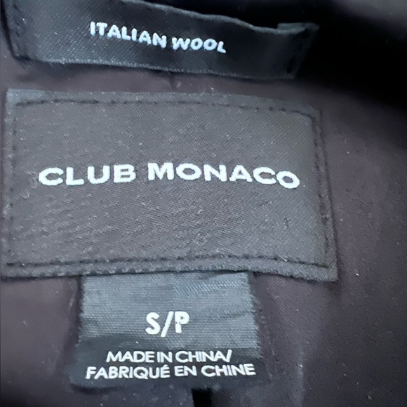Club Monaco Italian Wool Coat with Leather Trim size S, EXCELLENT condition - Picture 2 of 2